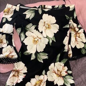 Bell sleeve off the shoulder dress